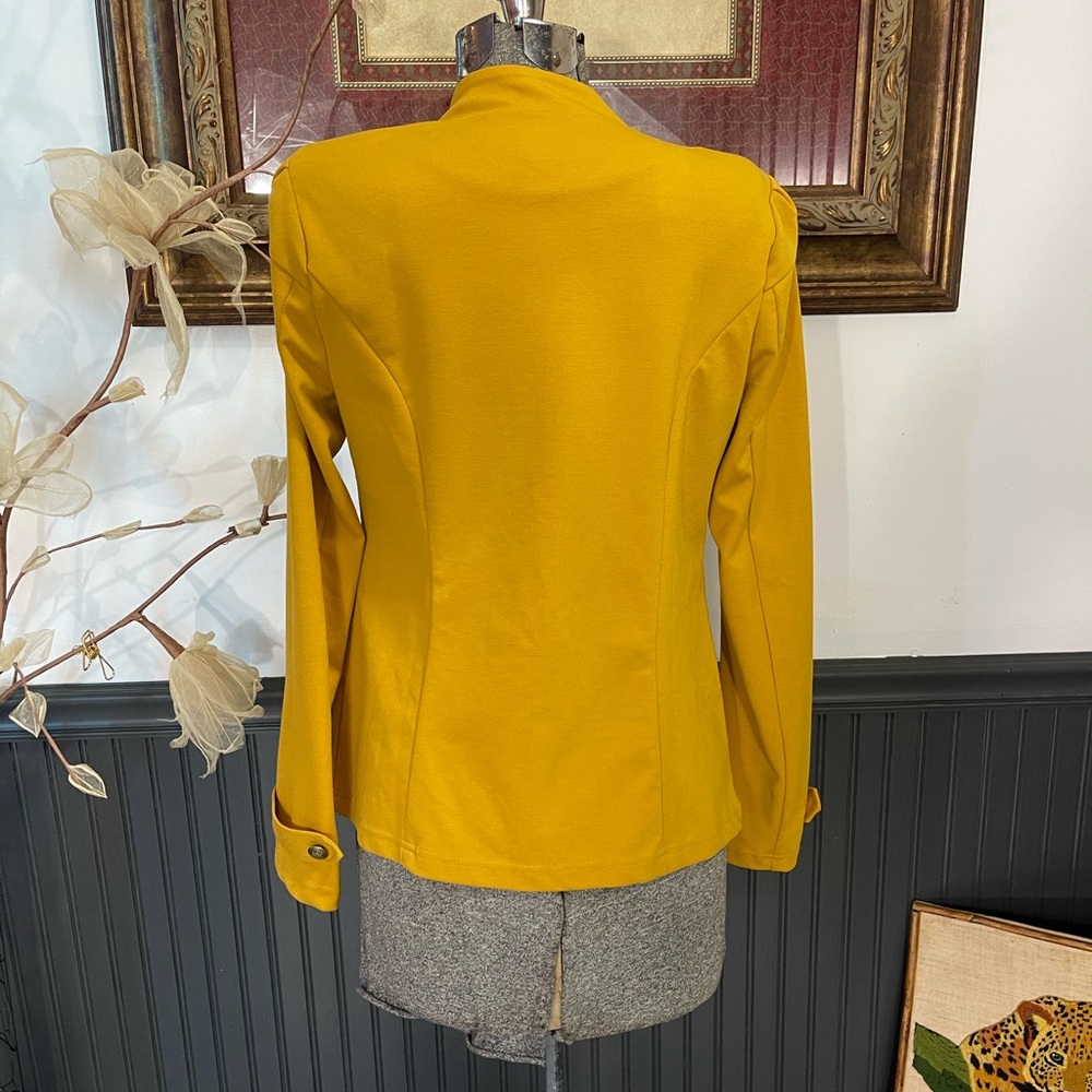 ModCloth Mustard “Glam Believer” Knit Military-Style Blazer Size Medium💛🍄 - Picture 3 of 8